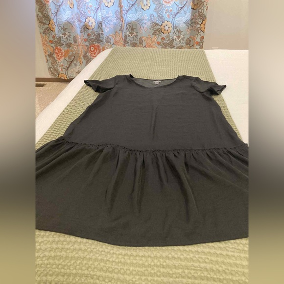 Womens aerie black short sleeve midi dress swimsuit beach cover pleat ruffle s - Picture 2 of 7